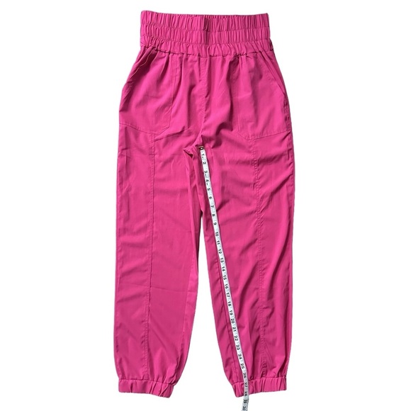 New In Neon Pink High Rise Smocked Ruche Elastic Waist Joggers Sz Large - Picture 8 of 10